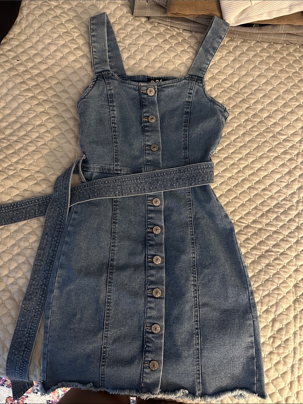 Rewash Blue Denim Button-Front Mini Dress